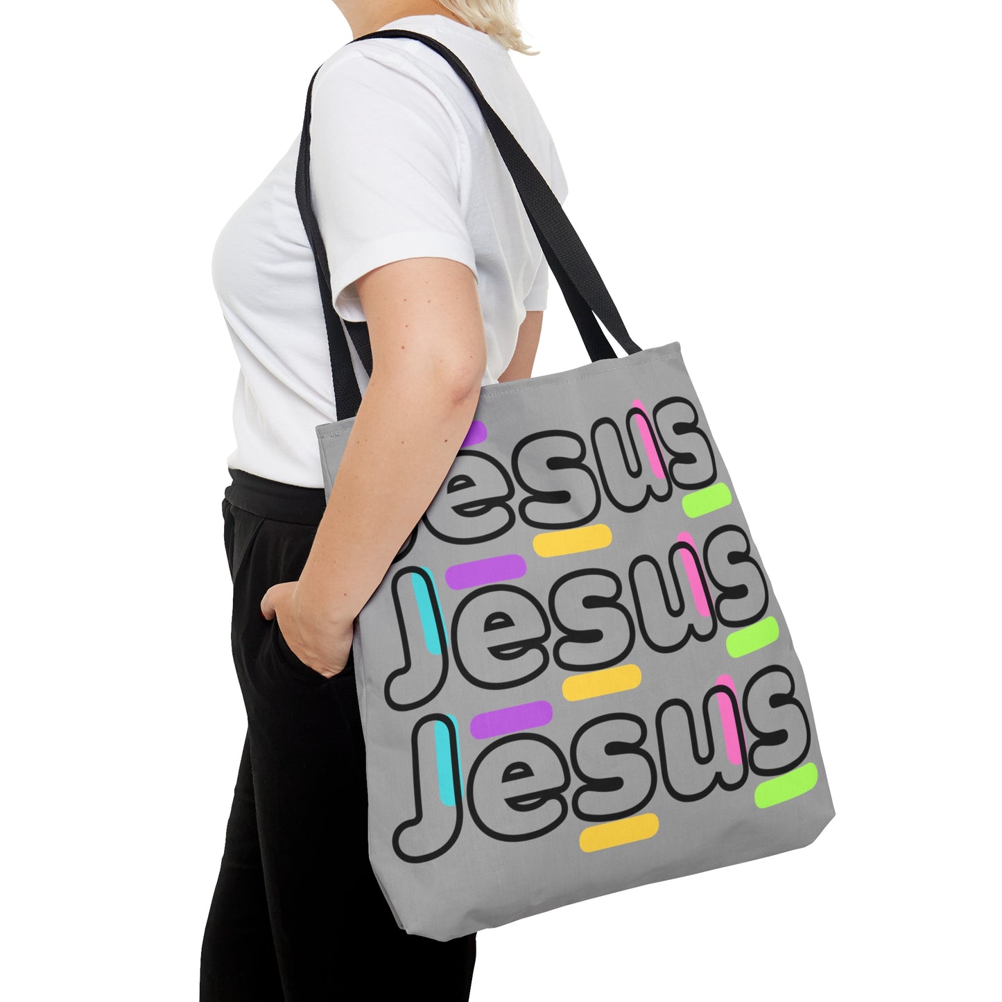 Jesus Confetti Grey Tote Bag