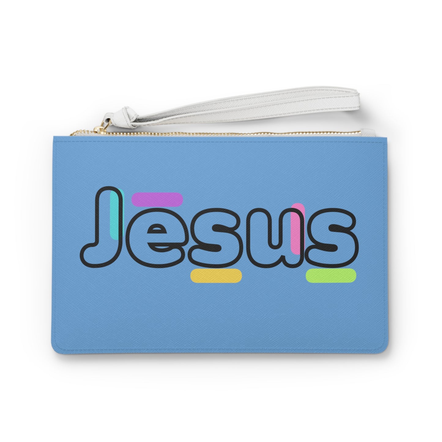 Jesus Confetti Blue Clutch Bag