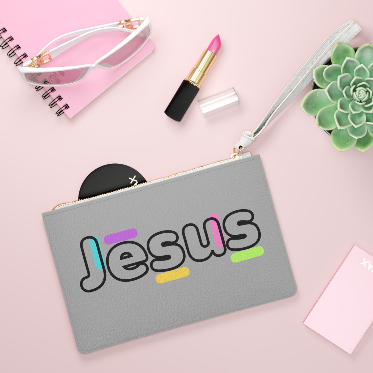 Jesus Confetti Grey Clutch Bag