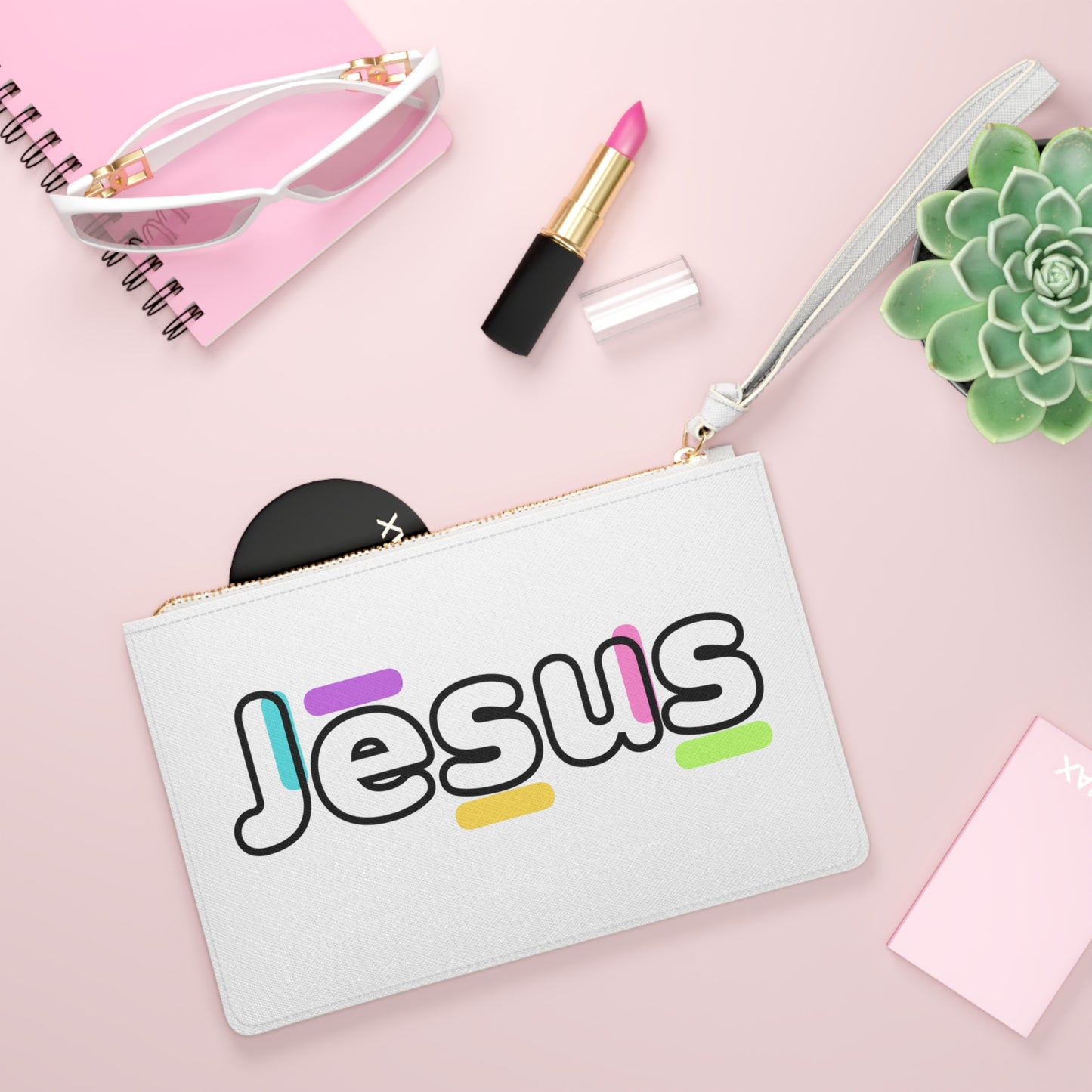 Jesus Confetti White Clutch Bag