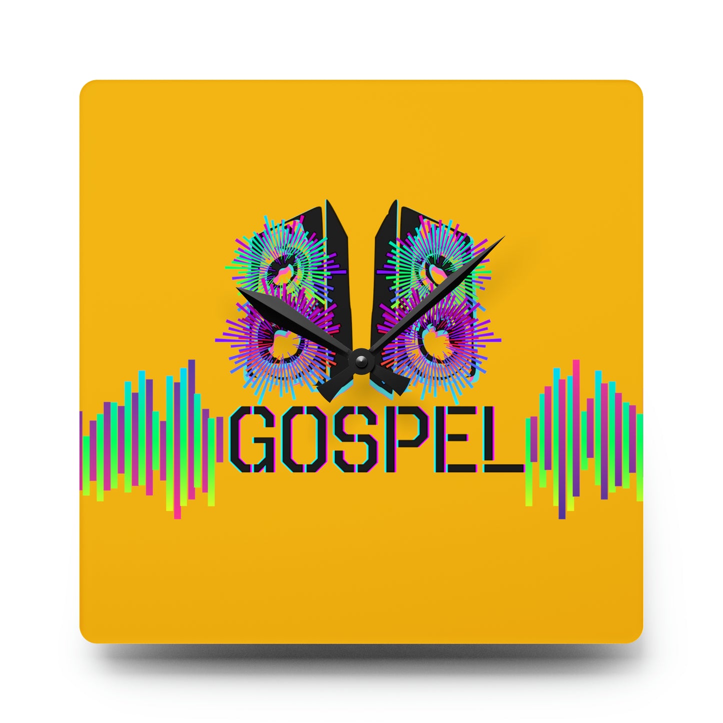 Gospel Speakers Gold Acrylic Wall Clock