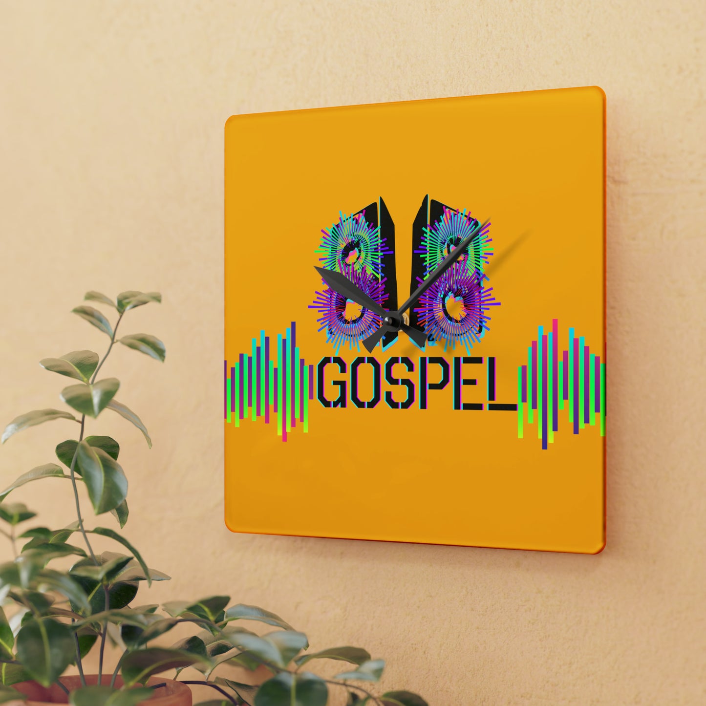 Gospel Speakers Gold Acrylic Wall Clock