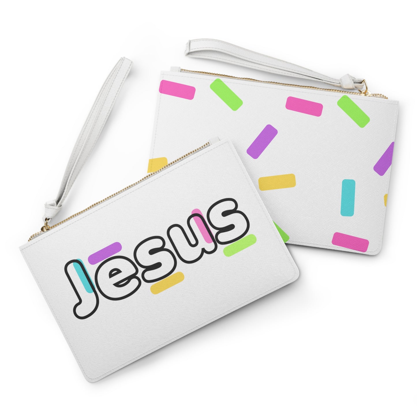 Jesus Confetti White Clutch Bag