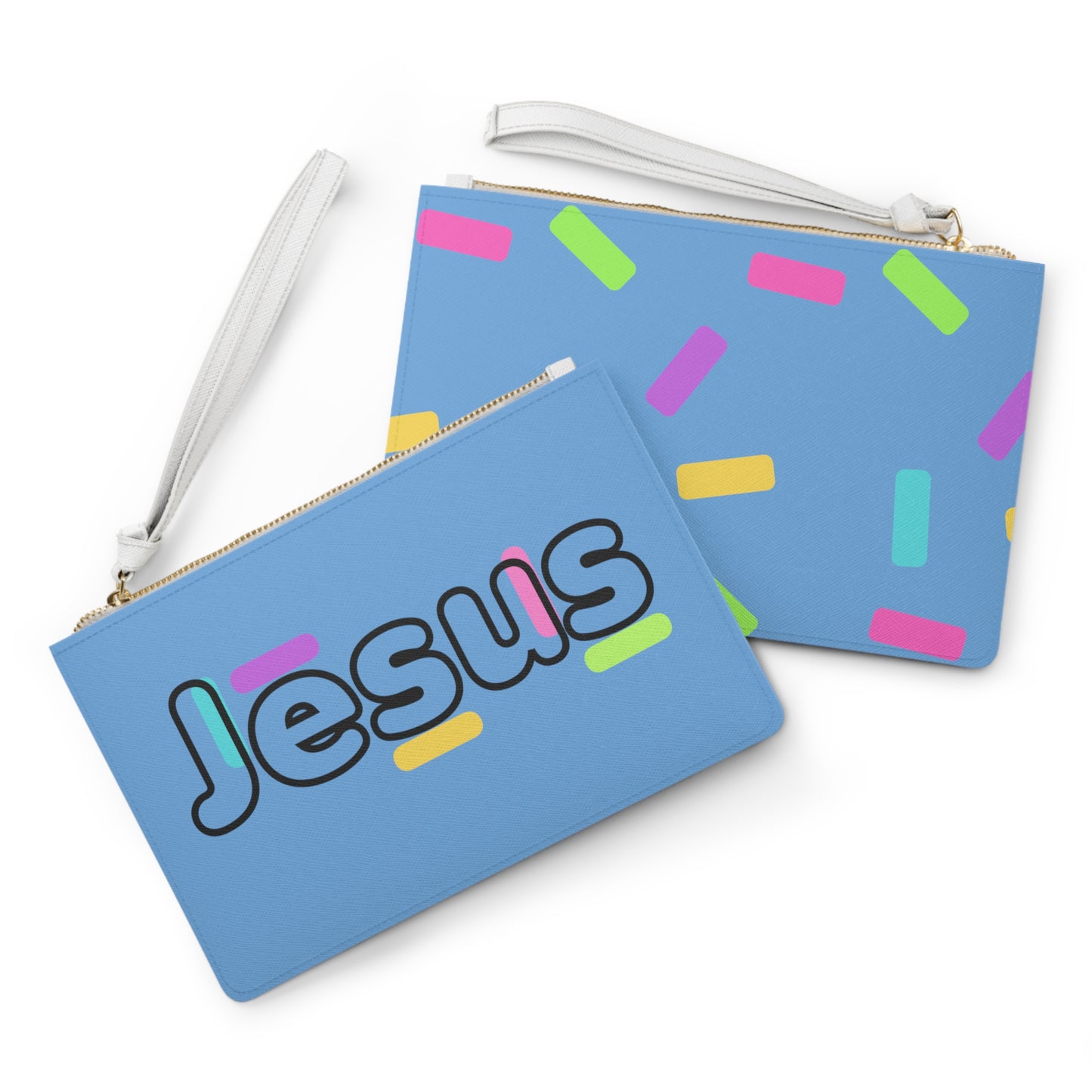 Jesus Confetti Blue Clutch Bag