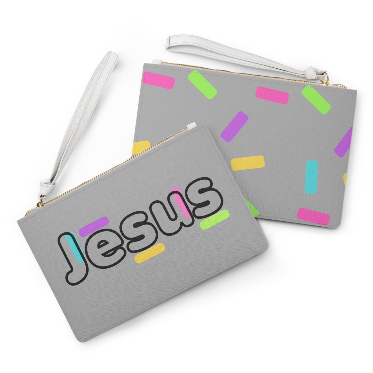 Jesus Confetti Grey Clutch Bag