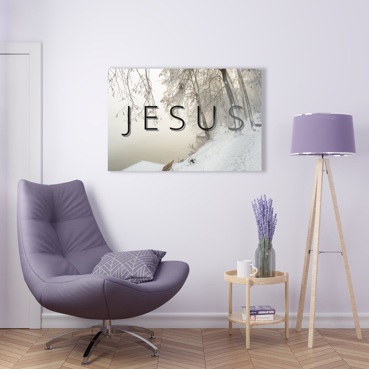 Jesus Winter Lake Acrylic Wall Art