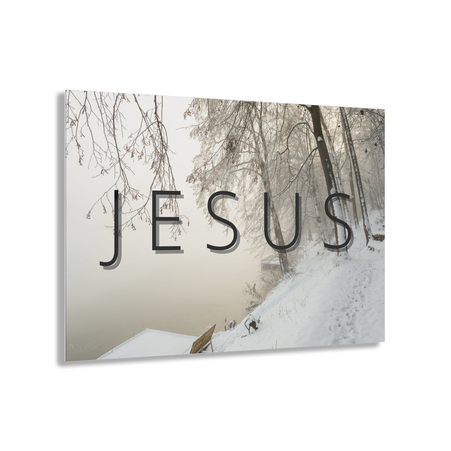 Jesus Winter Lake Acrylic Wall Art