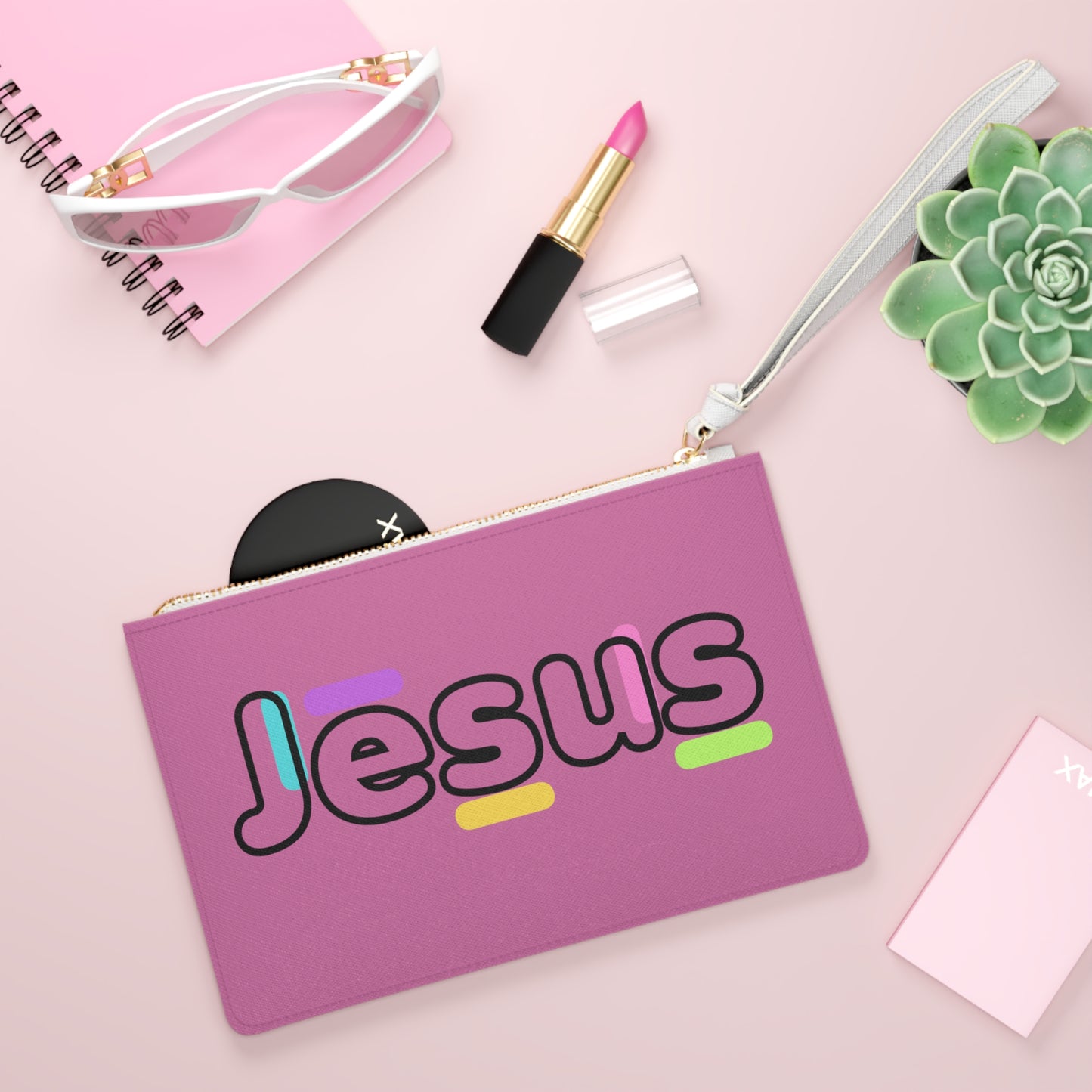 Jesus Confetti Pink Clutch Bag