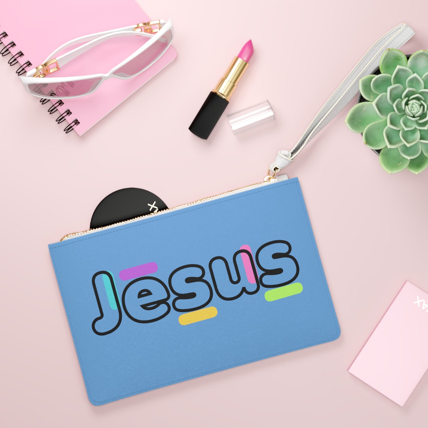 Jesus Confetti Blue Clutch Bag