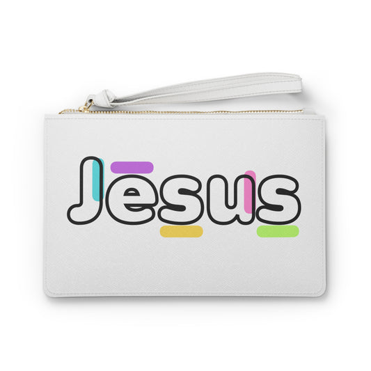 Jesus Confetti White Clutch Bag