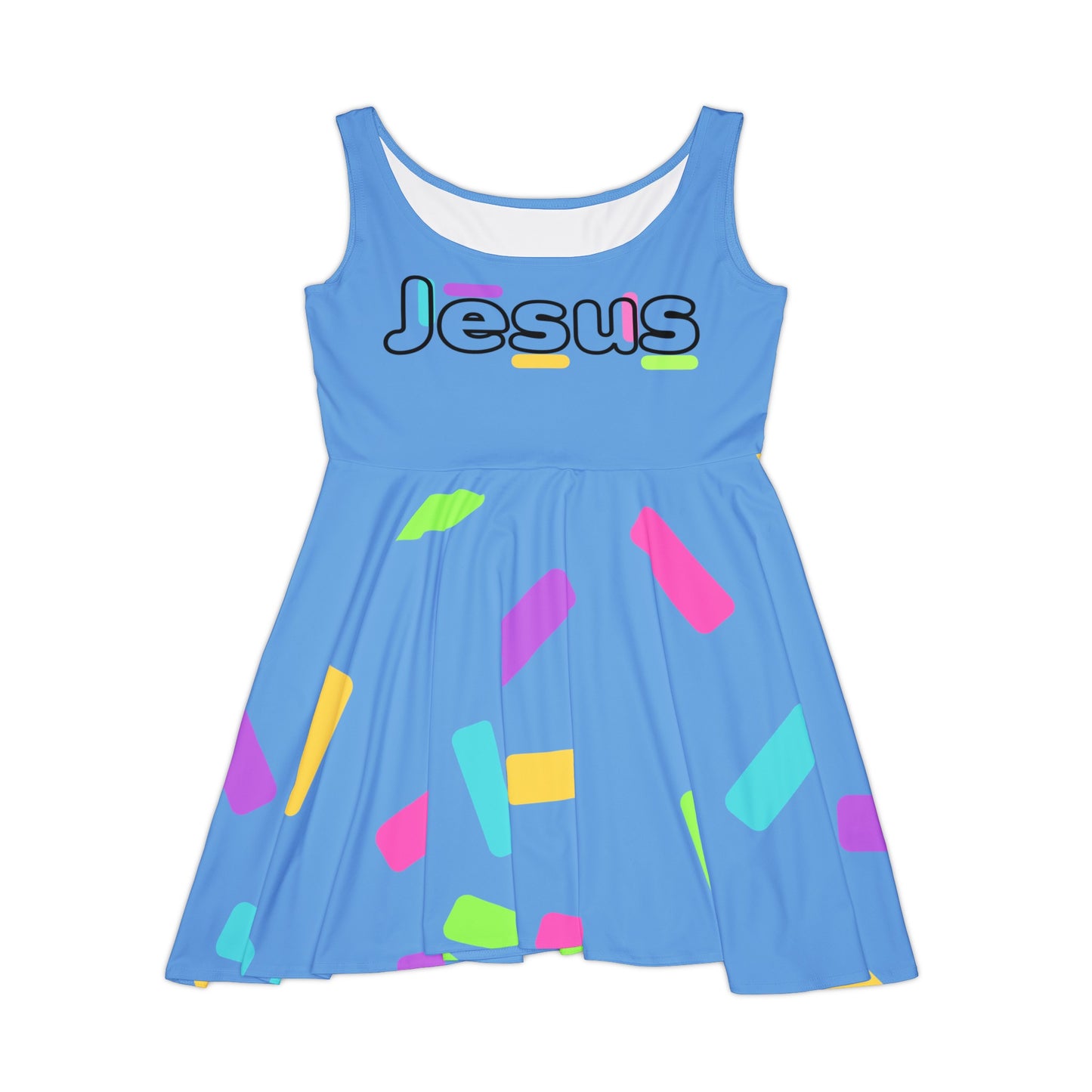 Jesus Confetti Blue Skater Dress