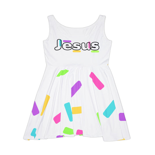 Jesus Confetti White Skater Dress