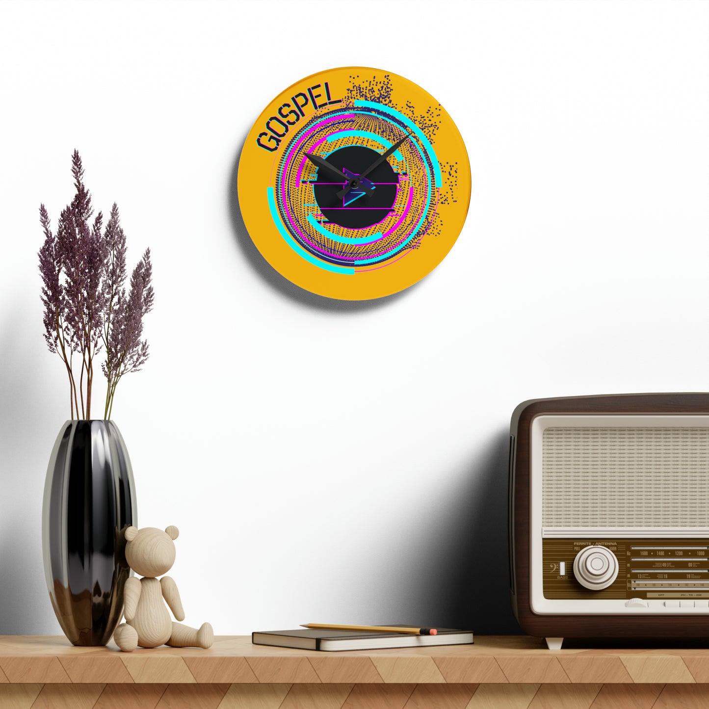 Gospel Press Play Gold Acrylic Wall Clock